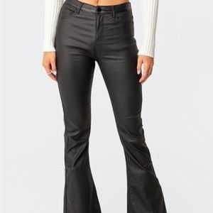 LUNA FAUX LEATHER FLARE JEANS